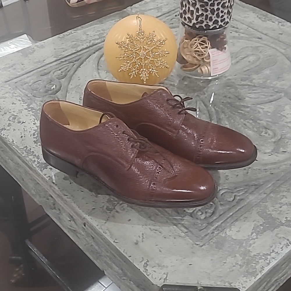 Vintage Italian lace up leather Derby  brown shoes 43